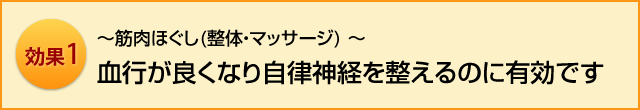 筋肉ほぐし（整体・マッサージ）血行が良くなり自律神経を整えるのに有効です
